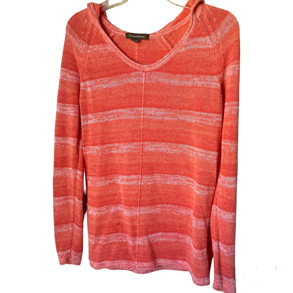 Tommy Bahama Linen Cotton Blend Coral Knit Hooded‎ Sweater, S